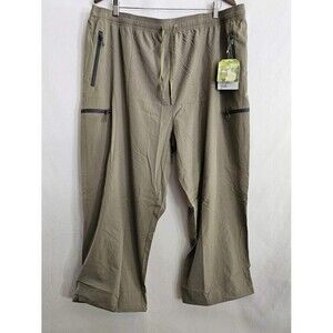 Libin Capri Khaki Cargo Pants Zip Pockets Lightweight Travel Jogger Womens XXL